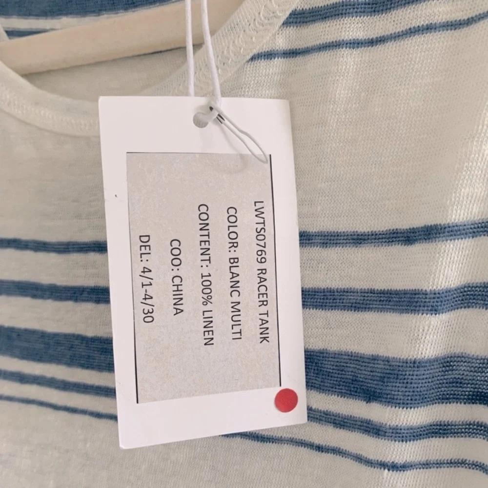 Frame Racer Back Linen Tank. / Denim Striped - Picture 7 of 10